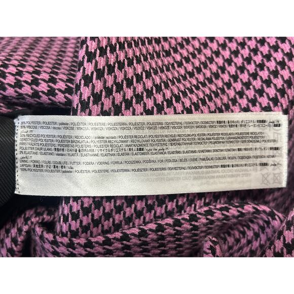 MNG Mango Women's Pink Purple Houndstooth Double Breasted Coat Blazer Jacket L - Picture 5 of 5